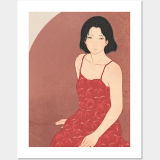 A woman in a red dress Posters and Art